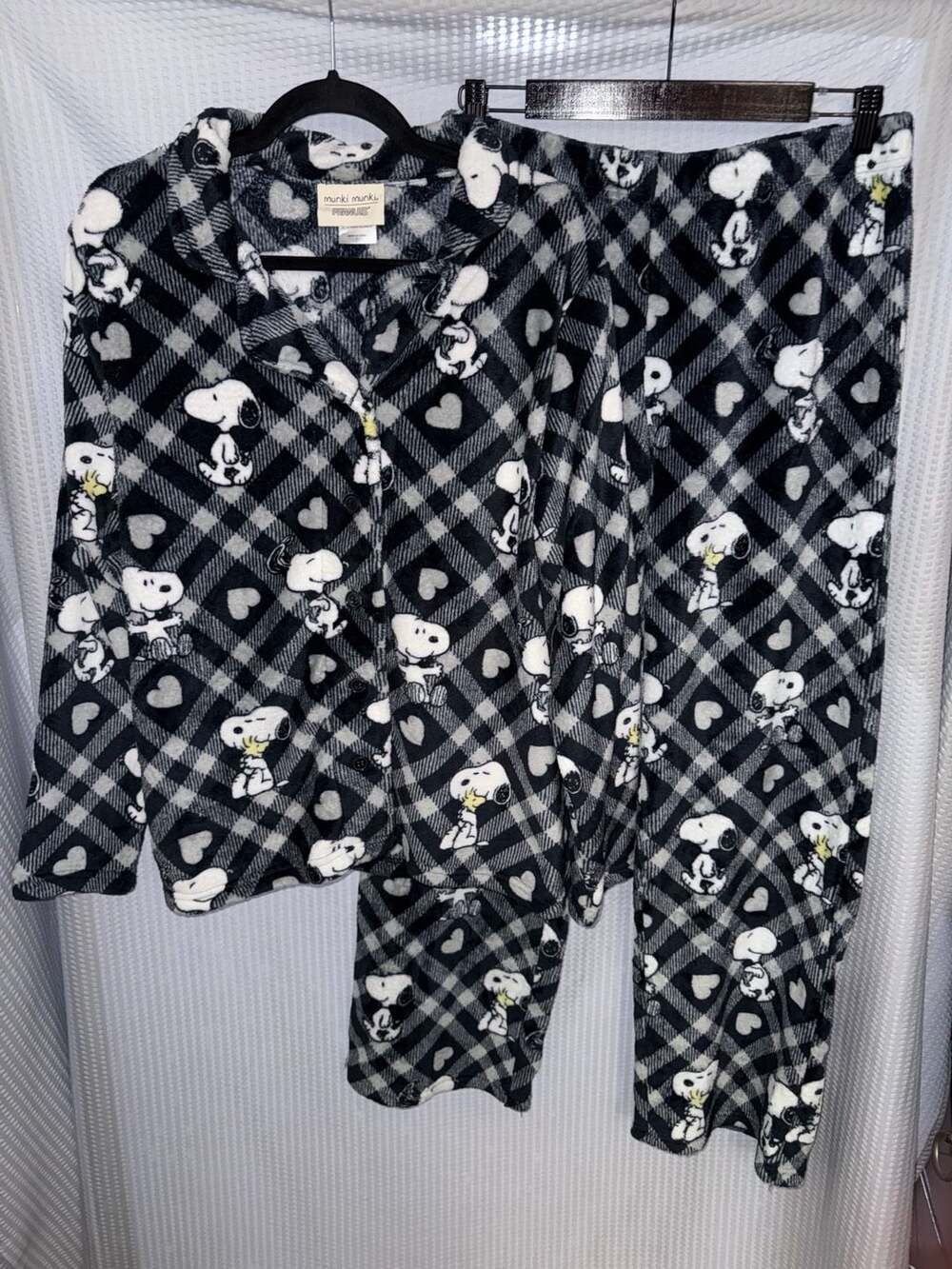Munki Munki Peanuts Snoopy Fleece Pajama Set Size L
